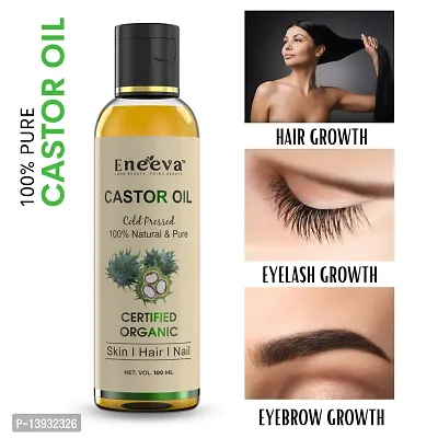 Eneeva Castor oil 100% Pure Castor Oil - For Hair Growth | castor oil | castor oil for eyebrows | castor hair oil | castor oil for eyelashes | castor oil for skin | castor oil for hair growth-100 ML A