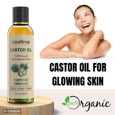 eneeva Castor oil 100% natural  Pure for hair nails  skin Hair Oil  (100 ml)
