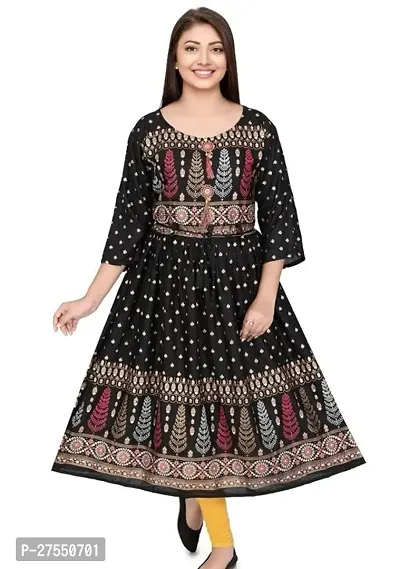 Stylish Black Cotton Embroidered Fit And Flare Dress For Women-thumb0