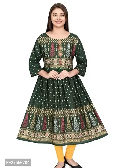 Stylish Green Cotton Embroidered Fit And Flare Dress For Women