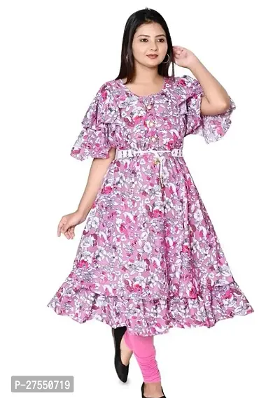 Stylish Pink Cotton Embroidered Fit And Flare Dress For Women