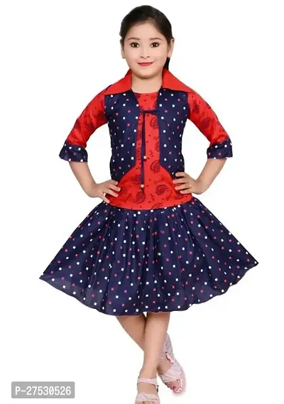 Stylish Multicoloured Net Printed Frocks For Kids Girls, Pack Of 1