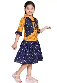 Stylish Multicoloured Net Printed Frocks For Kids Girls, Pack Of 1-thumb2