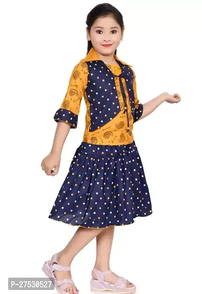 Stylish Multicoloured Net Printed Frocks For Kids Girls, Pack Of 1-thumb3