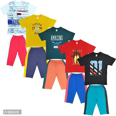 CRAZYON Big Boys T-shirts & 3/4th Set Dress (15-16YEARS, ALL COLORS) Pack Of (5)