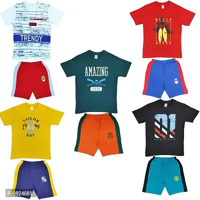 CRAZYON Big Boys Premium T-shirts-3/4 th-Shorts Combo Pack of 5 (T-Shirts & Shorts, 8-9YEARS)