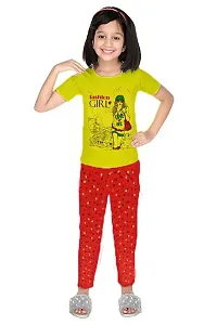 Crazyon Girls t Shirt Capri 3/4 th Set Cotton Combo Pack of 5 (5-6 Years, Pyjama Pant Set)-thumb4