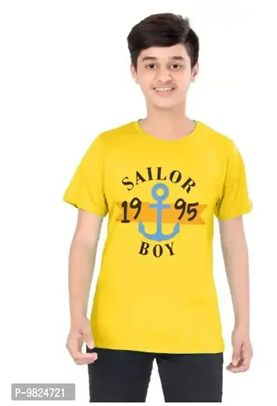 CRAZYON Big Boys Half Sleeve t-Shirts (13-14YEARS, Yellow)