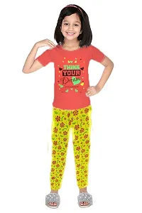 Crazyon Girls t Shirt Capri 3/4 th Set Cotton Combo Pack of 5 (5-6 Years, Pyjama Pant Set)-thumb2