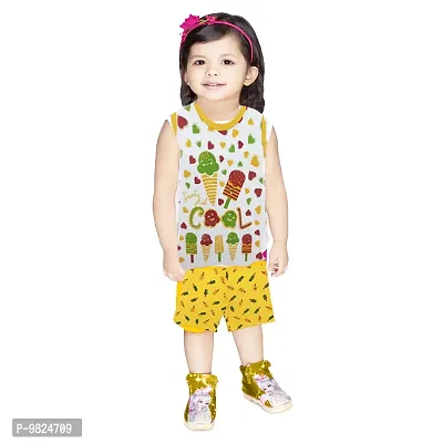 CRAZYON UNISEX T-SHIRTS & SHORTS SET DRESS (2-3YEARS, YELLOW)-thumb0