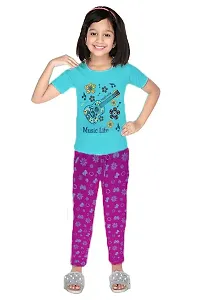 Crazyon Girls t Shirt Capri 3/4 th Set Cotton Combo Pack of 5 (5-6 Years, Pyjama Pant Set)-thumb1