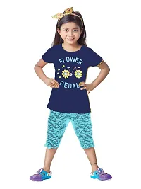 Girl Cotton T-Shirt With 3/4 th Capri Set Pack of 5-thumb4