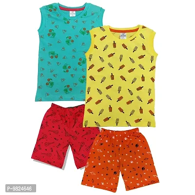 CRAZYON BOYS AOP PRINTED T-SHIRT & SHORTS (3-4YEARS, PACK OF 2)