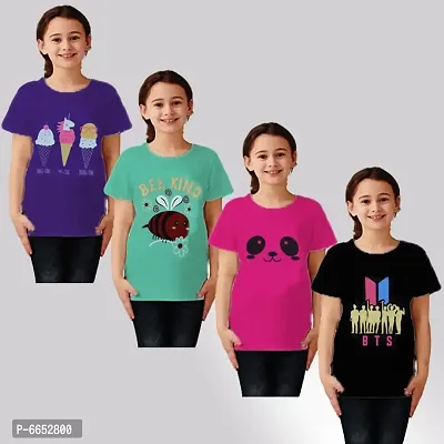CRAZYON GIRLS PRINTED T-SHIRTS STYLE (2) PACK OF (4)-thumb0