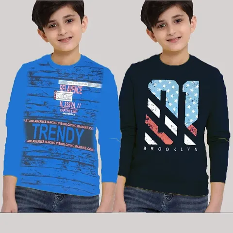 Kids Boys Cotton Full Sleeve T- shirts Pack of 2