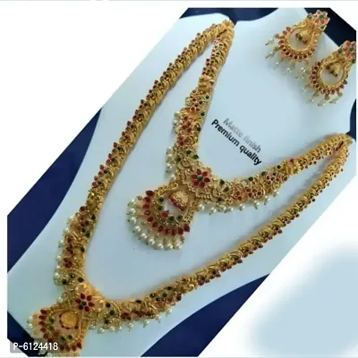 Traditional Alloy Pearl and American Diamond Jewellery Set For Women-thumb0