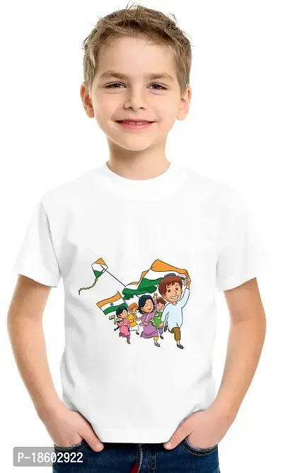 Boys Regular Fit Cotton Kids Tshirt for Indpendance Day/Republic Day for My Nation Printed Tshirt for Boy White02 (2-3 Years)-thumb0