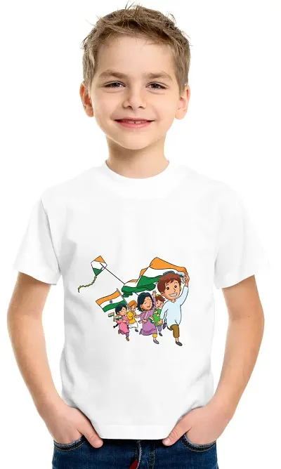 Boys Regular Fit Kids Tshirt for Indpendance Day/Republic Day for My Nation Tshirt for Boy White02 (2-3 Years)