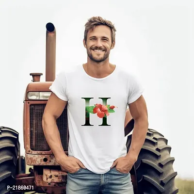 Alphabet H Design Printed T-shirts for Men