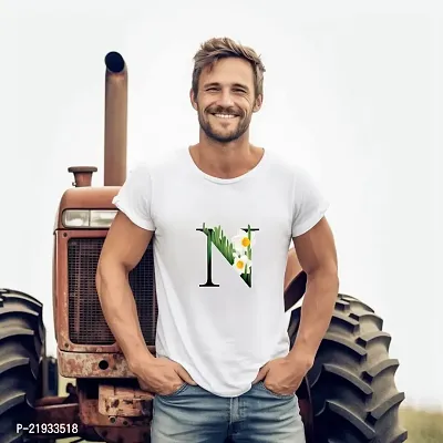 Alphabet N Design Printed T-shirts for Men