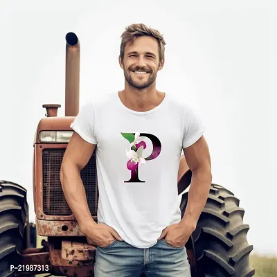 Alphabet P Design Printed T-shirts for Men