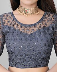 Party Wear Imported Net Blouse (Full Stitched)-thumb3