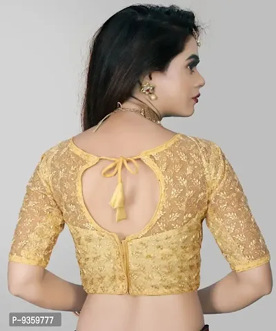 Beige Net Embroidered Blouses For Women-thumb4