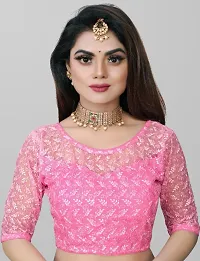 Pink Net Embroidered Blouses For Women-thumb3
