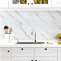 White Marble Self Adhesive Wall Stickers Oil-Proof Waterproof Peel Sticker-thumb3