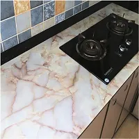 KASHIVAL Kitchen cabinets Wallpaper Oil Proof Waterproof Floor Tiles Stickers Waterproof Wall Paper for Home and Kitchen Decor 60*200 cm-thumb1