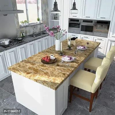 KASHIVAL Wall Stickers Marble Wallpaper Furniture 60*200 cm) Jade Kitchen Counter, Cabinet Makeover, Almirah, Plastic  Wooden Tabletop, Wardrobe, PVC DIY Self Adhesive, Beige Decorative Wallpaper-thumb3