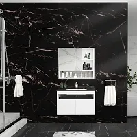 KASHIVAL Kitchen Sticker Sheets for Shelves Oil Proof Waterproof self Adhesive Wallpaper Cupboard mats Liner roll for Kitchen Platform, Wardrobe(60&times;200 cm) ( Black Marble)-thumb1