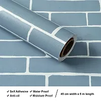 KASHIVAL Blue Bricks PVC Self-Adhesive Wallpaper for Walls Sticker Wallpaper Peel and Stick Removable Waterproof Wallpaper (45x500cm)-thumb2