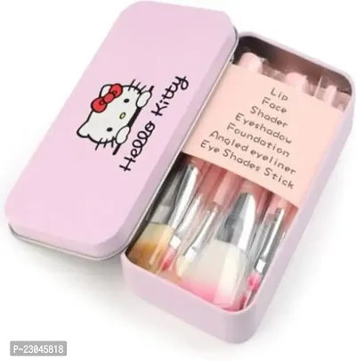 Hello Kitty makeup brush pink color set of 7-thumb0