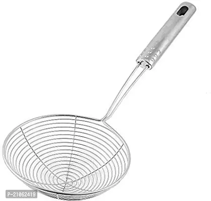 Trader Heavy Duty Professional Standard Stainless Steel Deep Fry Jhara Puri Strainer/ Frying Spoon For Perfect Oil Extraction, 16 Cm-thumb0