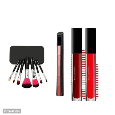SET OF 7PCS. BRUSHES , 5IN1 LIPSTICK , RED AND MAROON LIPSTICK