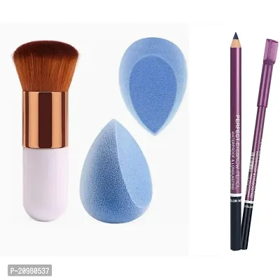 SET OF FOUNDATION BRUSH WITH 2 BEAUTY BLENDER AND EYEBROW PENCIL