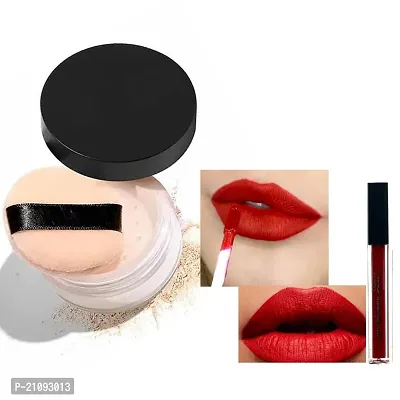 COMBO OF LOOSE POWDER WITH RED MATTE LIQUID LIPSTICKS