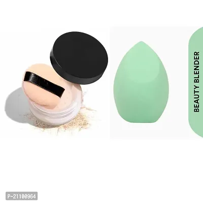 SET OF FACE LOOSE POWDER WITH BEAUTY BLENDER-thumb0