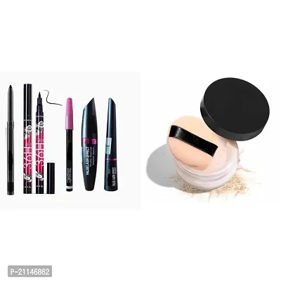 MASCARA , KAJAL , EYELINER, EYEBROW PENCIL , KAJAL , LOOSE POWDER