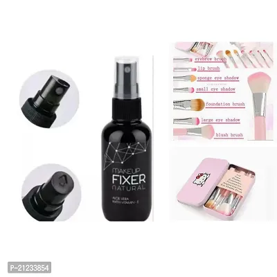 SET OF MAKEUP FIXER WITH 7PCS. MAKEUP BRUSHES