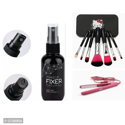 SET OF MAKEUP FIXER WITH BRUSHES AND HAIR STRAIGHTENER