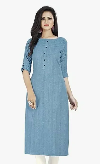 Divas Fashion Outlet Kurti for Womens, Straight Cut, 3/4 Sleeves, Round Neck, Regular Fit, Casual Wear, Kurti