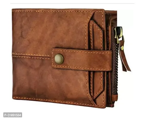 Designer Brown Leather Solid Two Fold Wallet For Men-thumb0