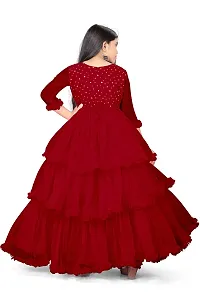Fabulous Red Net Embellished Frocks For Girls-thumb1