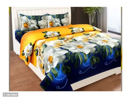 Comfortable Polycotton Printed Double Bedsheet With 2 Pillow Covers-thumb0