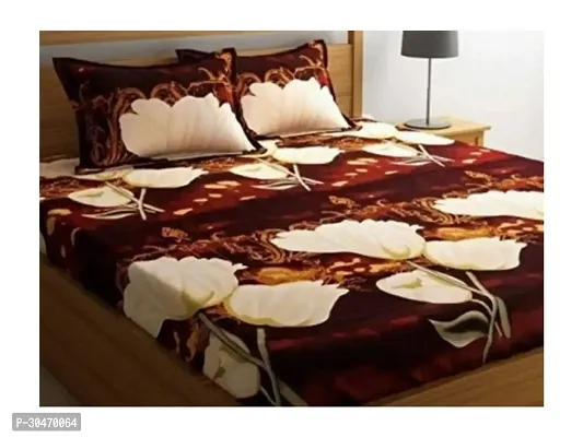 Comfortable Polycotton Printed Double Bedsheet With 2 Pillow Covers-thumb0