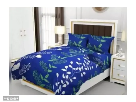 Comfortable Polycotton Printed Double Bedsheet With 2 Pillow Covers-thumb0