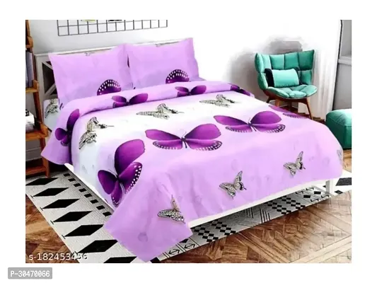 Comfortable Polycotton Printed Double Bedsheet With 2 Pillow Covers-thumb0