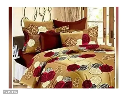 Comfortable Polycotton Printed Double Bedsheet With 2 Pillow Covers-thumb0